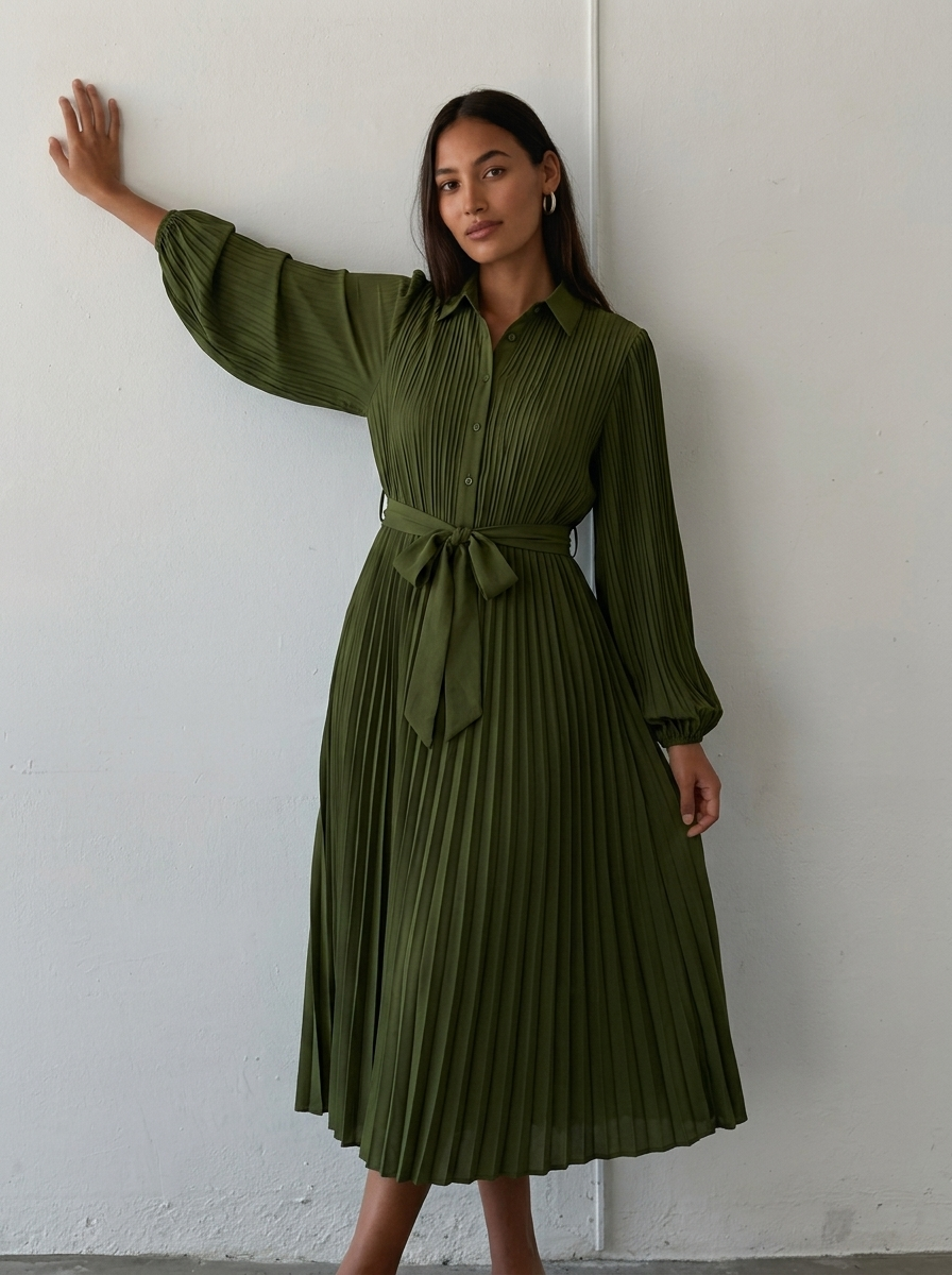 On-model standing shot preserving garment details