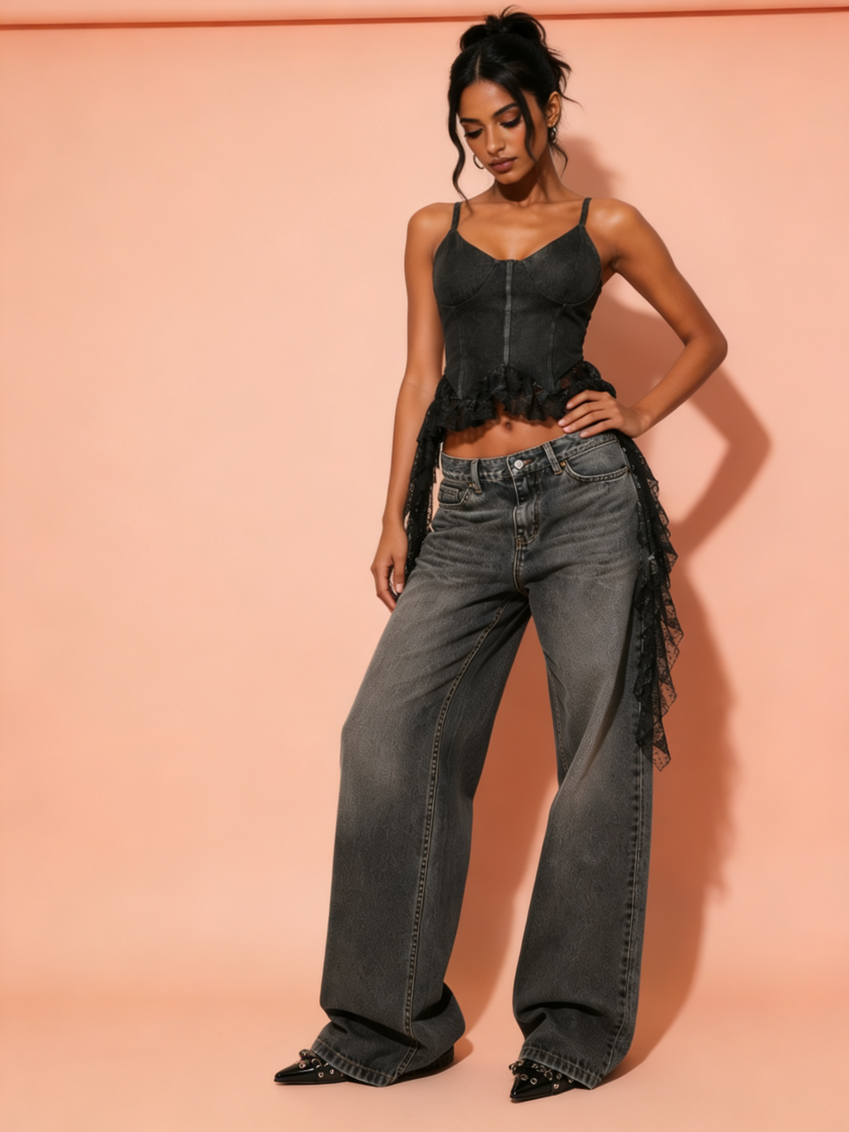 Full-body AI fashion photo in a standing pose