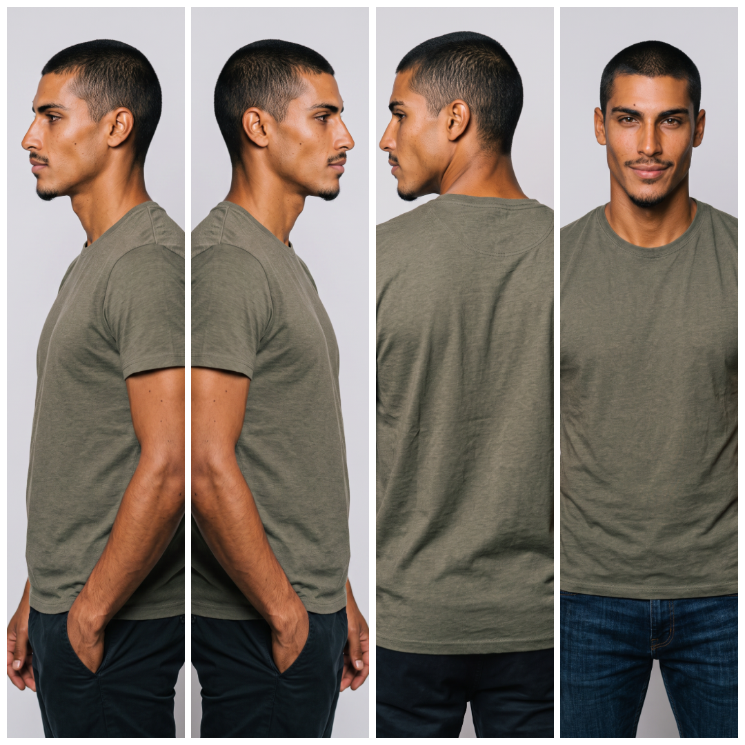 Pose options for an AI fashion photoshoot of the uploaded garment